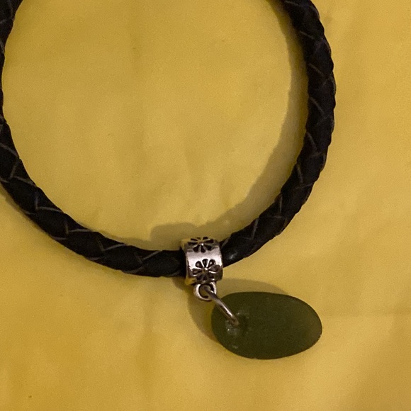 Handmade Genuine Cork Braided Bracelet with Sea Glass - Picture 2 of 3